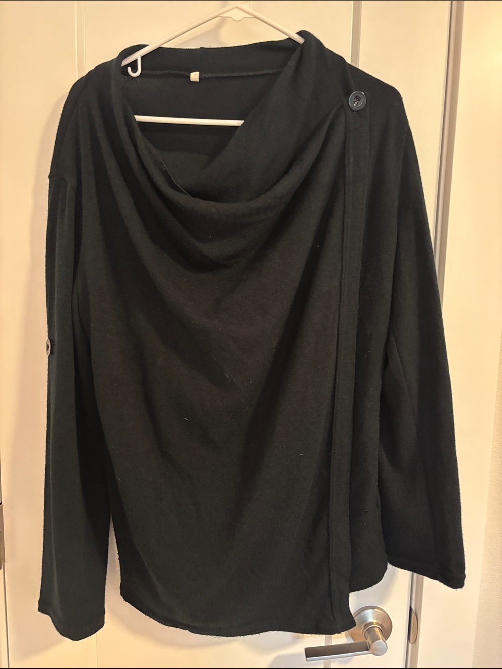 Black Women’s Draped Cowl Neck Sweater
